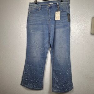 DG2 by Diane Gilman Classic Stretch Stud Embellished Bootcut Jeans. Sz 20W